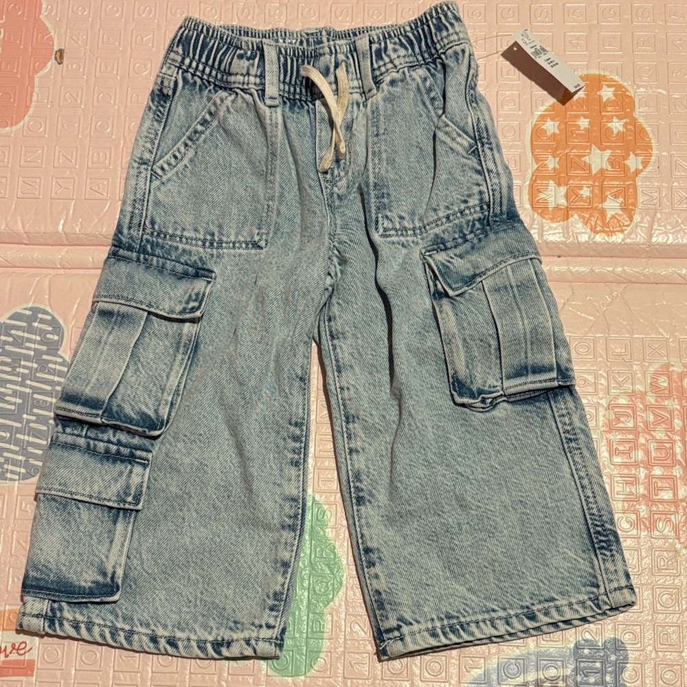 GAP Kids Washed Blue Cargo Jeans